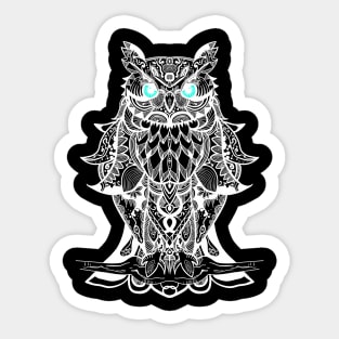 Best T-shirt is great for owl fans, White Mandala Owl art T-shirt Sticker